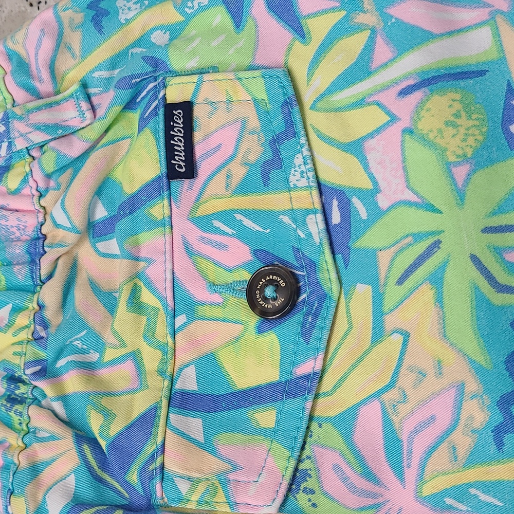 Chubbies Original Stretch Twill Shorts Light Blue and Yellow Patterned - Picture 5 of 13